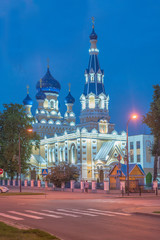 BREST, BELARUS - JULY 28, 2018: The Orthodox Church of St. Nicholas at night.