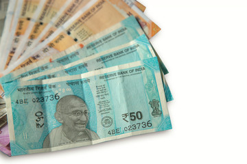 The brand new Indian currency bank notes of 50 and 200 rupees