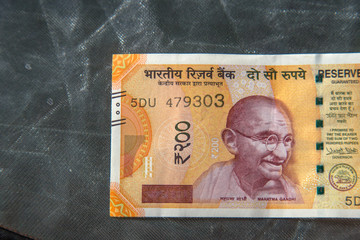 The brand new Indian currency bank notes of, 200 rupees banknote