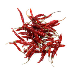 Dried red chili peppers isolated on white background