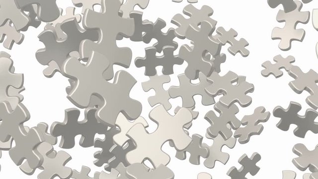 Jigsaw breaks up leaving one piece of puzzle in the middle of the screen.
Animation of puzzle pieces with alpha channel in high quality mov png format.