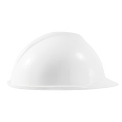 White safety helmet with white background.