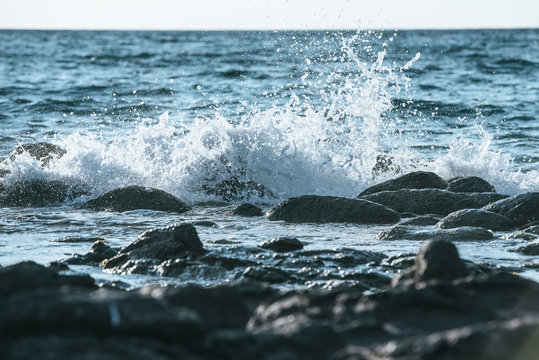 Beautiful wave on the beach, Carloforte, San Pietro Island, Sardinia, Italy