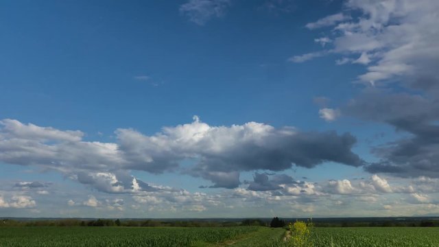 Timelapse of clouds on a sunny day in Freising, Bavaria 4k