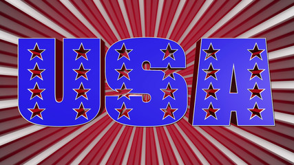 Obraz premium The Word USA In The American Flag Colors
