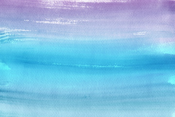 Blue winter watercolor ombre leaks and splashes texture on white watercolor paper background. Painted ice, frost and water. © artistmef