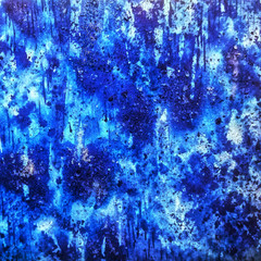 Blue texture. Navy colored background. Water and sky concept. Dark and bright blue paint brushstrokes. Watercolor poster, textile and cover abstract design. Navy backdrop. Color raster