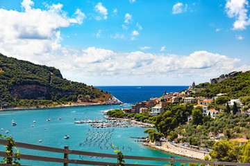 Portovenere, Cinque Terre, Ligurie, Italie - Vue aérienne du village et du port