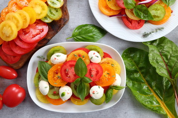 Salad of colorful tomatoes.