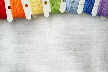Aida and colorful threads