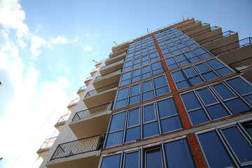 Construction of a residential multi-storey building. New residential area. 