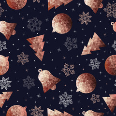 Christmas ornament copper seamless pattern