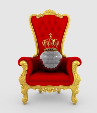 3D illustration of red armchair with a party ball wearing a crown Stock  Illustration | Adobe Stock