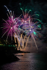 Reco fireworks seen from sea, vertical
