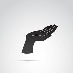 Support, beg gesture of human hand. Vector icon.