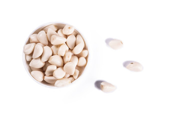 Garlic Pickles on isolated pure white background ready to be consumed.