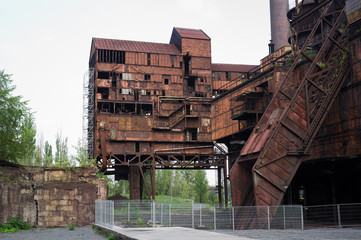 Old rusty industrial builing in The Lower Vitkovice, Ostrava, Czech Republic / Czechia - ruin of...