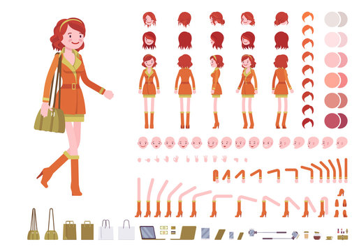 Attractive Red Haired Lady Character Creation Set