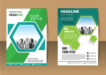 Brochure template layout, cover design annual report, magazine, flyer or booklet in A4 with blue geometric shapes on polygonal background