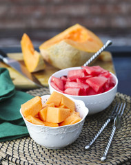 Fresh melon and watermelon