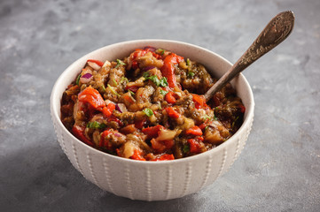 Traditional caucasian salad with grilled vegetables - khorovats.