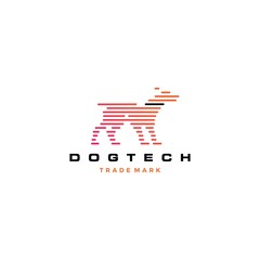 dog tech digital line stripes logo vector icon