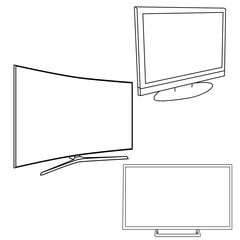 vector isolated, sketch TV, icon, set