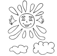 vector, isolated sun character, book coloring pages