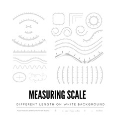 Measuring rulers of different scale, length and shape. Vector elements