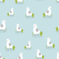 seamless pattern with lovely llama © StockVector
