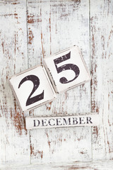 Wooden Blocks with Christmas Day Date, 25 December
