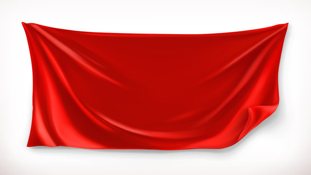Cloth. Red banner. 3d realistic vector