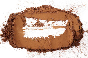 pile cocoa powder isolated on white background