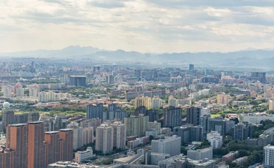 Poster Im Rahmen Beijing panorama of apartment houses © schemev
