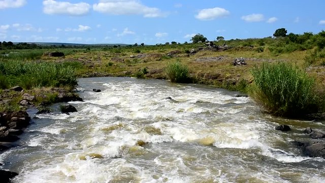 flow of river Sabie in Kruger National park in South Africa