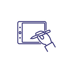 Graphics tablet line icon. Inspiration, touchscreen, device. Designer concept. Vector illustration can be used for topics like creativity, visual art, technology