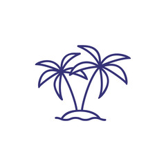 Palms on island line icon. Tree, environment, nature. Paradise concept. Vector illustration can be used for topics like recreation, exotic, tropics