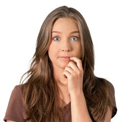 Fototapeta premium Portrait of an Uncertain Young Woman