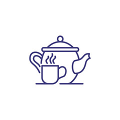 Teapot line icon. Hot tea, tea time, beverage. Restaurant concept. Vector illustration can be used for topics like drinks, menu, cafe