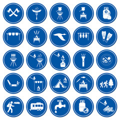 Set of travel and camping equipment icons