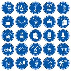 Set of travel and camping equipment icons
