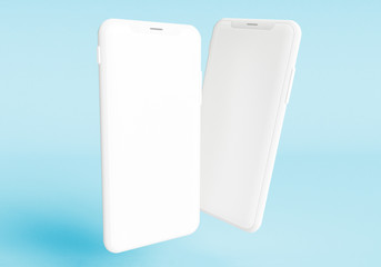 3d render illustration hand holding the white smartphone with full screen and modern frame less design - isolated on white background 