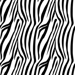 Fototapeta na wymiar Zebra Stripes Seamless Pattern. Zebra print, animal skin, tiger stripes, abstract pattern, line background, fabric. Amazing hand drawn vector illustration. Poster, banner. Black and white artwork