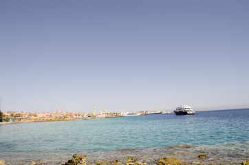 yachts in the distance to the sea
