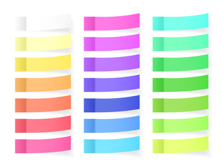 Sticky Paper Notes with Shadow Effect. Blank Color Memo Note Stickers for Posting Isolated on Transparent Background. Vector Illustration