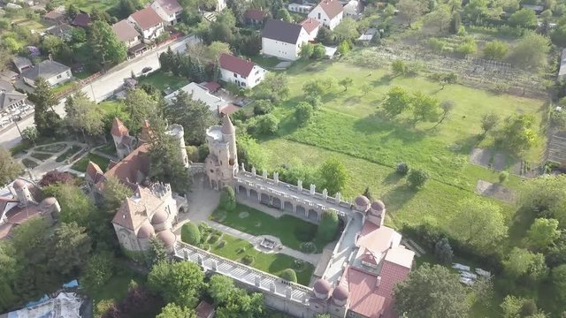 Aerial view to Bory Var, graceful castle built by one man Bory Jeno in the Szekesfehervar, Hungary