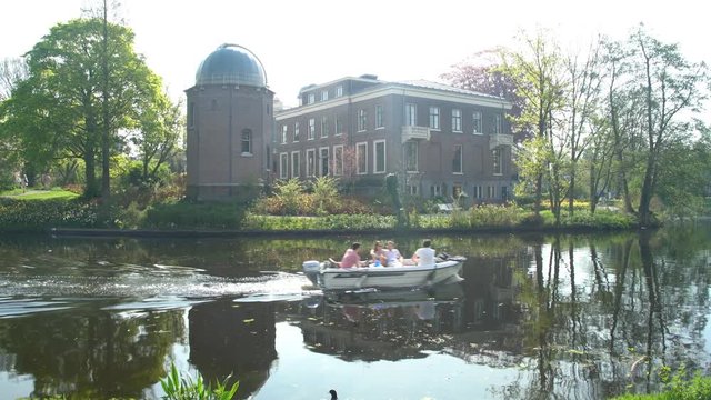 Exterior view of the historical Old Observatory at Leiden, Netherlands