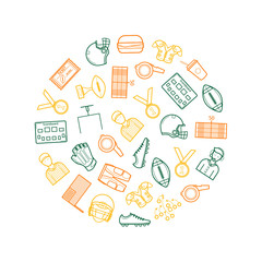 American Football Icon Round Design Template. Vector