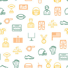 American Football Signs Seamless Pattern Background. Vector