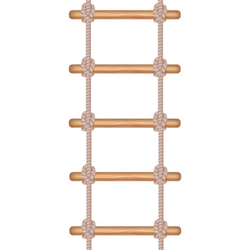 Realistic Detailed 3d Rope Ladder or Stair. Vector